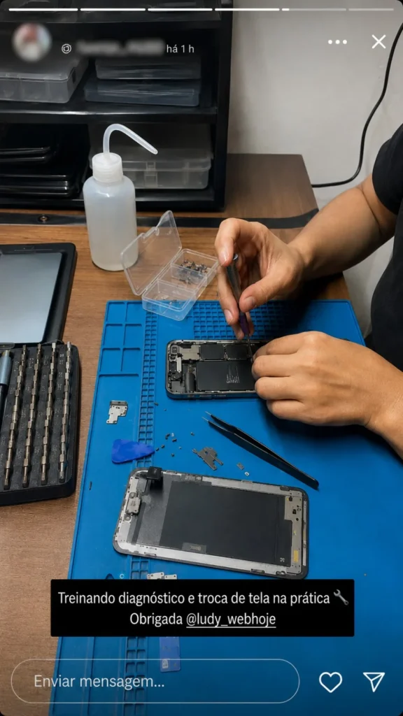 Depoimento de aluno do curso de manutenção de celulares